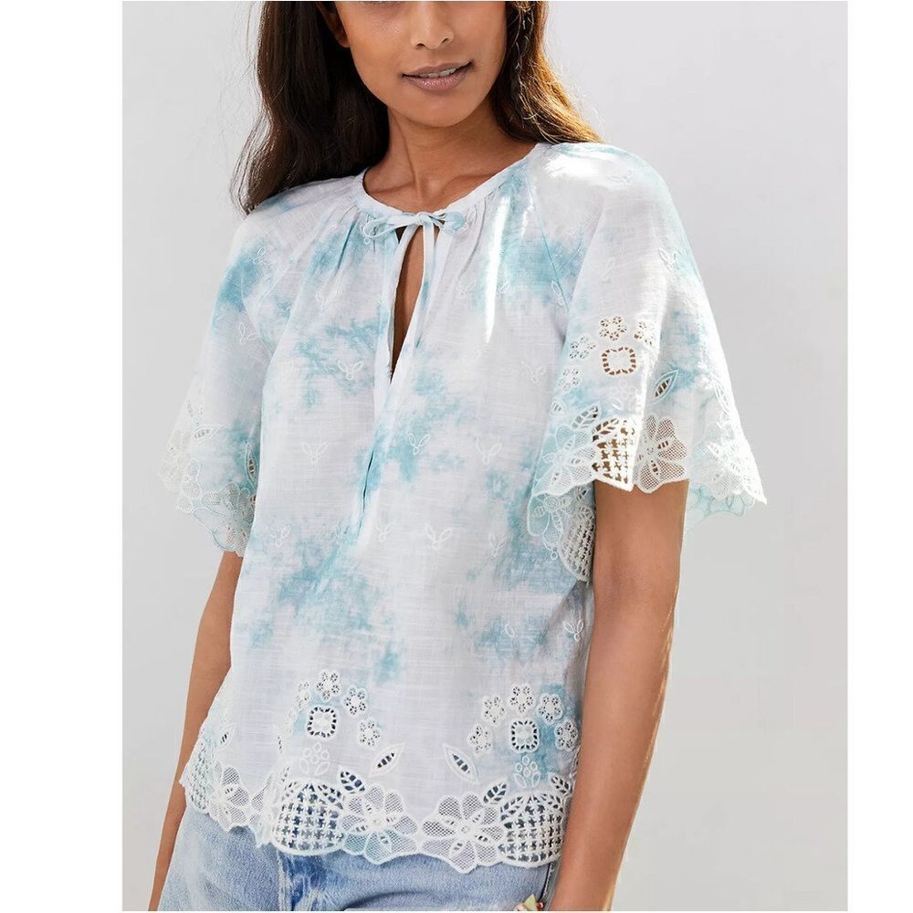 Anthropologie Olivia Eyelet Tie Dye Top XS